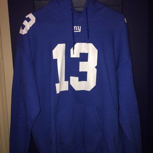 Odell Beckham Jr Jersey Hoodie NY Giants #13 Blue White and Red Size Large